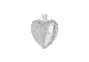Sterling Silver 24mm Etched  Heart Locket