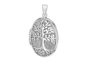 Sterling Silver Rhodium Plated 'Tree of Life' Locket Pendant