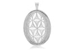Sterling Silver Rhodium Plated 20mm x 31.5mm Oval Art Deo Locket Pendant