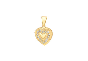 Sterling Silver Yellow Gold Plated Zirconia Heart Locket Pendant