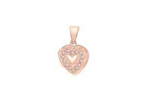 Sterling Silver Rose Gold Plated Zirconia  Heart Locket Pendant