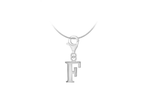 Sterling Silver Plain 'F' Lobster-Clasp Initial Charm
