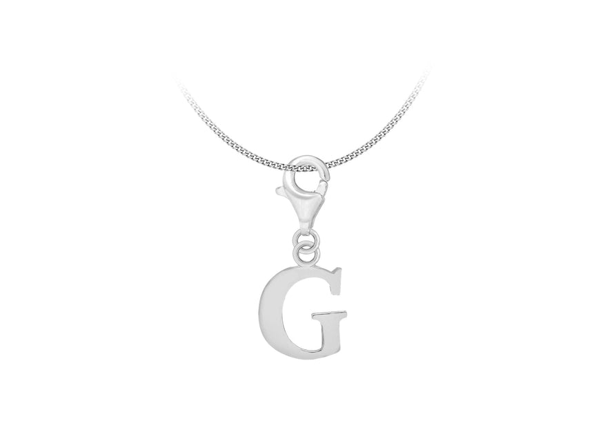 Sterling Silver Plain 'G' Lobster-Clasp Initial Charm