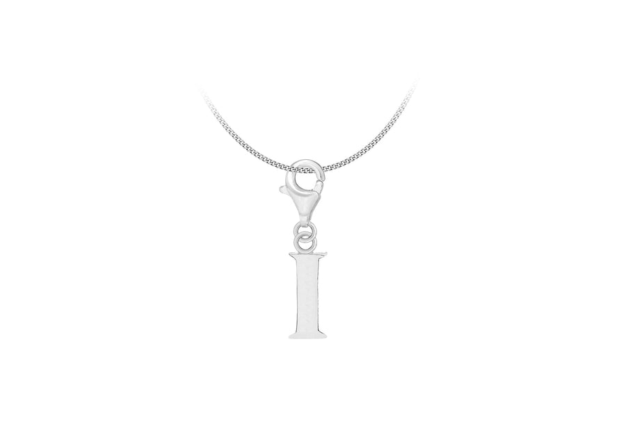 Sterling Silver Plain 'I' Lobster-lasp Initial Charm9