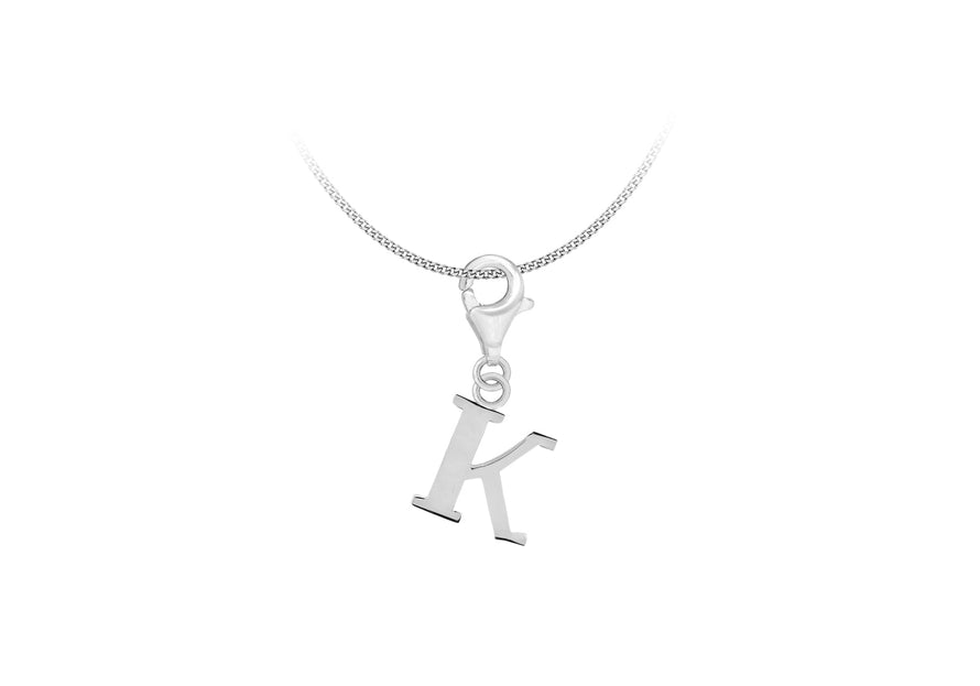 Sterling Silver Plain 'K' Lobster-lasp Initial Charm9