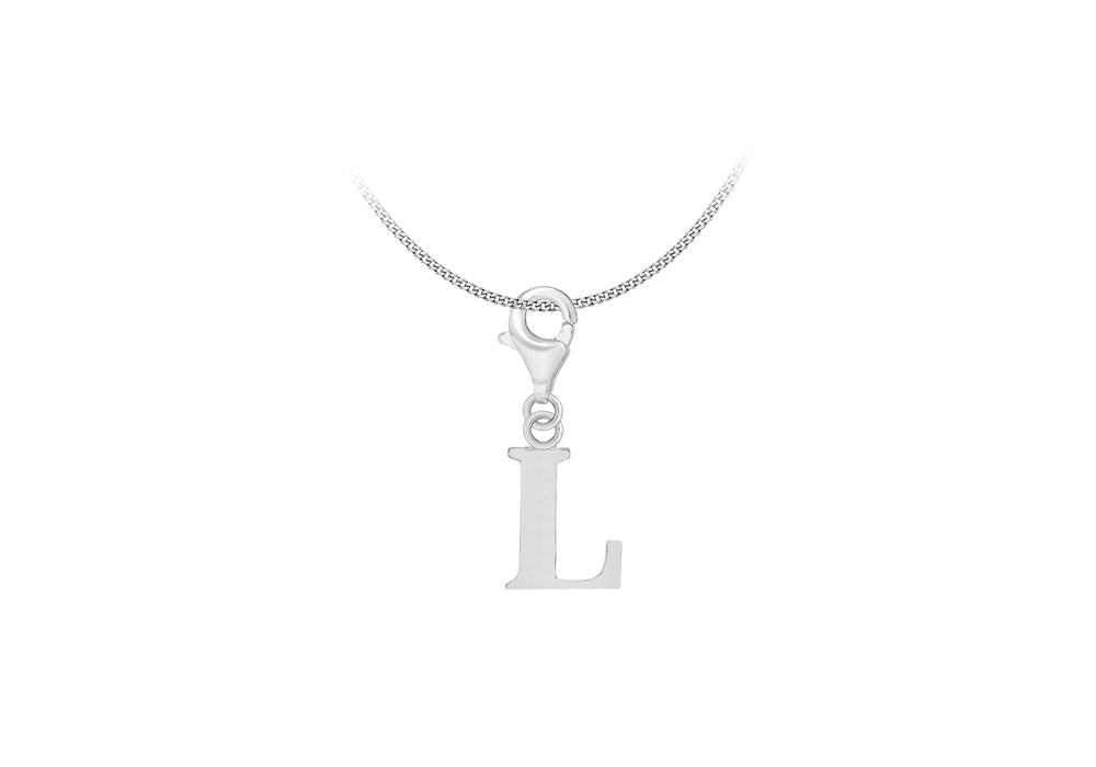 Sterling Silver Plain 'L' Lobster-lasp Initial Charm9
