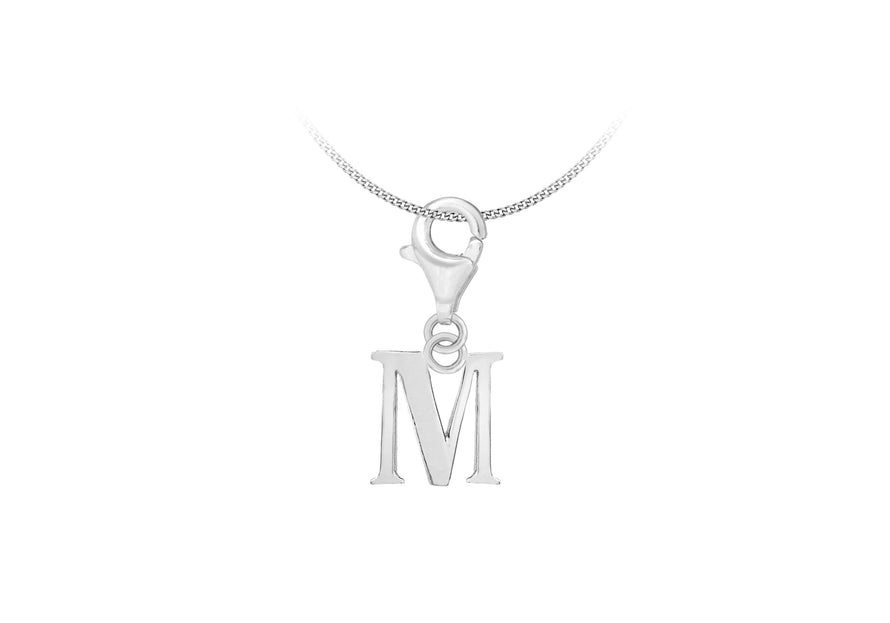 Sterling Silver Plain 'M' Lobster-lasp Initial Charm9