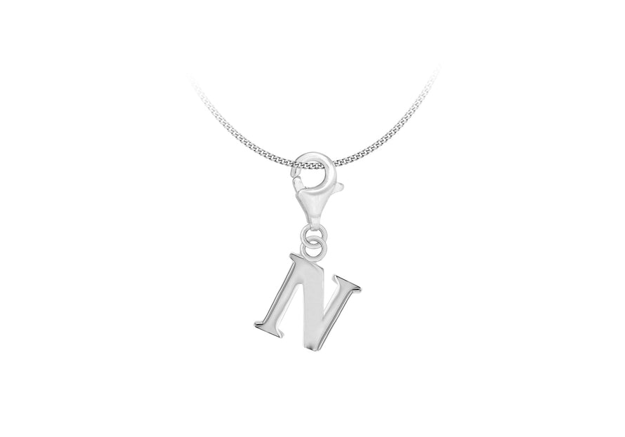 Sterling Silver Plain 'N' Lobster-lasp Initial Charm9