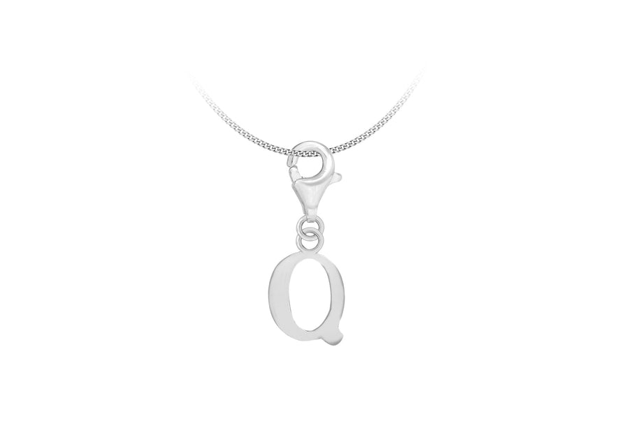 Sterling Silver Plain 'Q' Lobster-lasp Initial Charm9