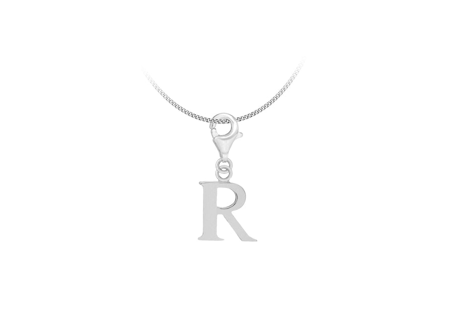 Sterling Silver Plain 'R' Lobster-lasp Initial Charm9