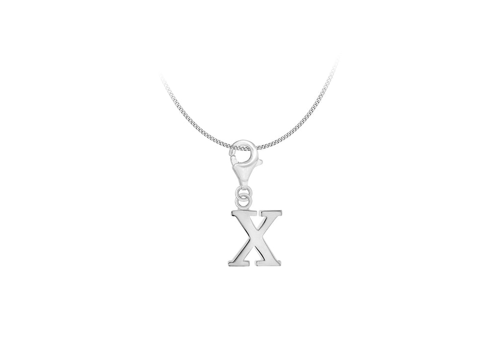 Sterling Silver Plain 'X' Lobster-lasp Initial Charm9