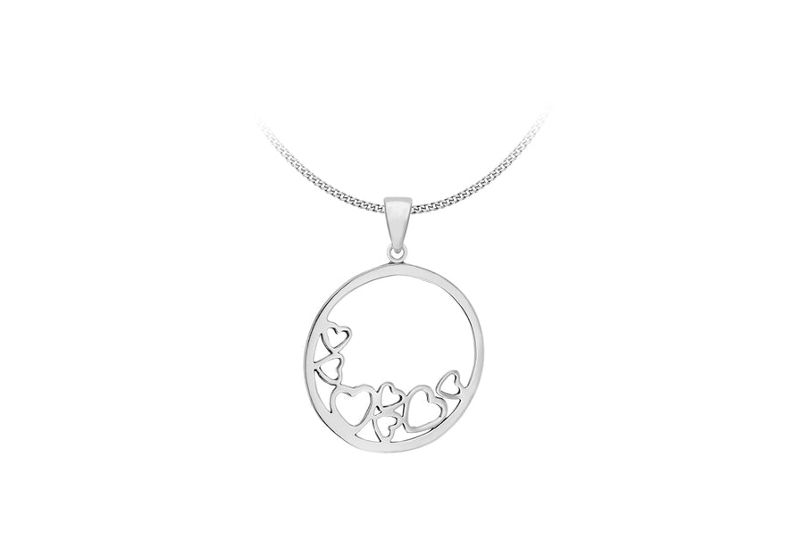 Sterling Silver 26mm Heart Disc Pendant