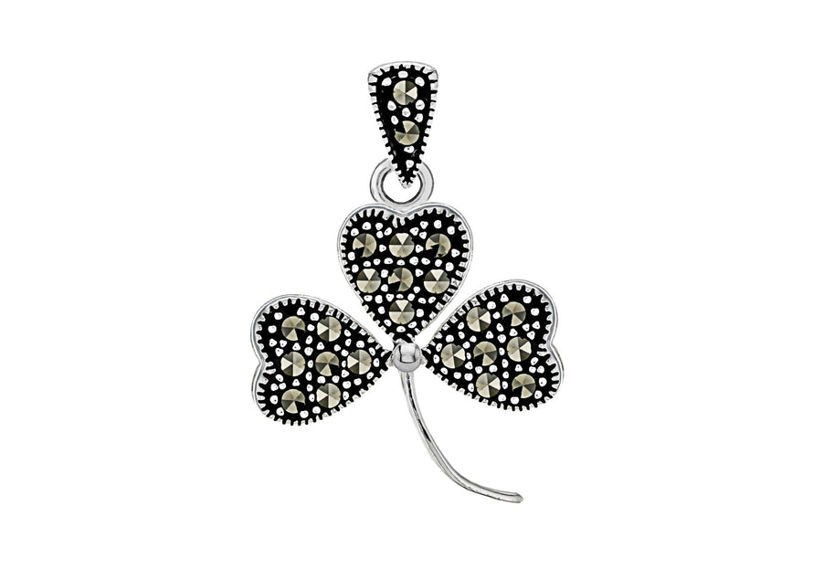 Sterling Silver Marcasite CClover Pendant