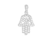 Sterling Silver Rhodium Plated Zirconia  12mm x 17mm Hamsa Hand Pendant