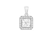 Sterling Silver Rhodium Plated Zirconia  10mm x 17mm Square Pendant