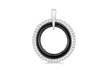 Sterling Silver Rhodium Plated Pave Set Zirconia  and Black Ring Pendant