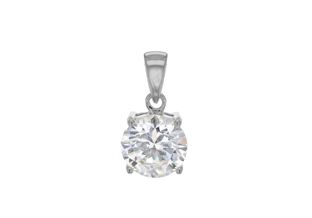 Sterling Silver Rubover Zirconia  Cluster Pendant