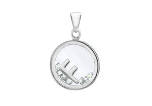 Sterling Silver Zirconia 'F' Initial Floating Case Pendant