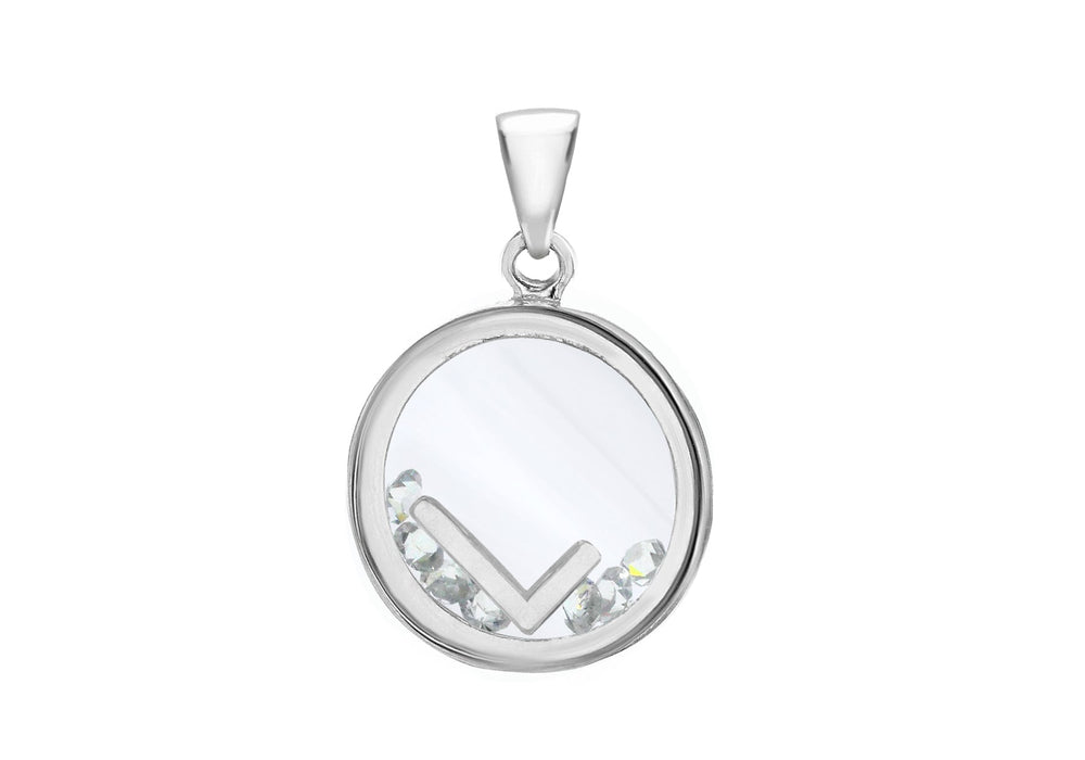 Sterling Silver Zirconia 'L' Initial Floating Case Pendant