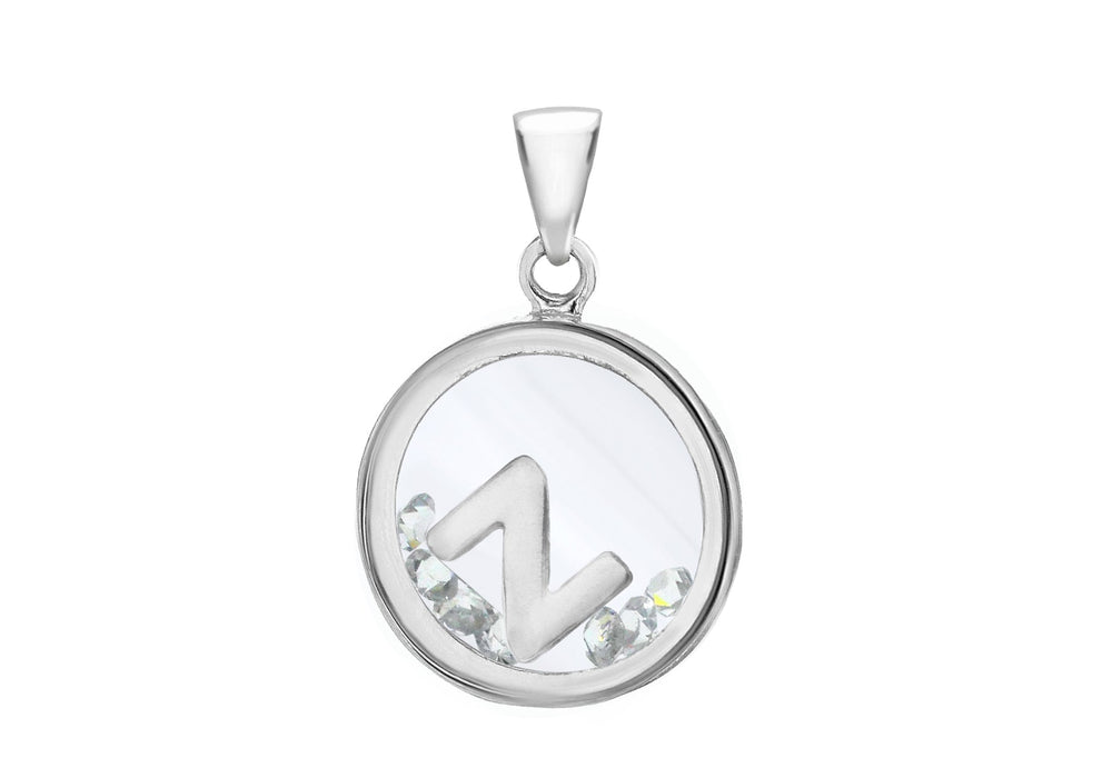 Sterling Silver Zirconia 'Z' Initial Floating Case Pendant