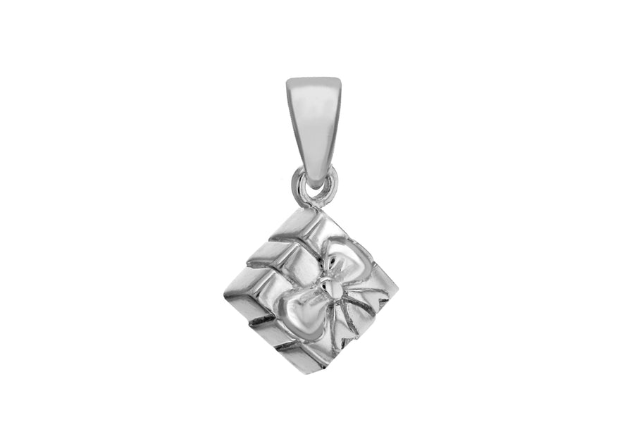 Sterling Silver Wrapped Present Charm Pendant