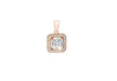 Sterling Silver Rose Gold Plated Zirconia  Square Pendant