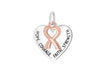Sterling Silver Oxidised  Rose Gold Plated 'Hope/ourage/Faith/Strength' Heart Pendant