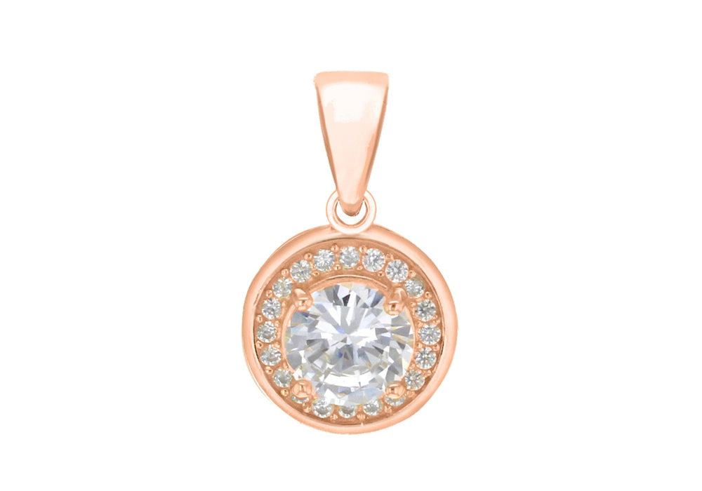 Sterling Silver Rhodium Rose Gold Plated Zirconia Pendant