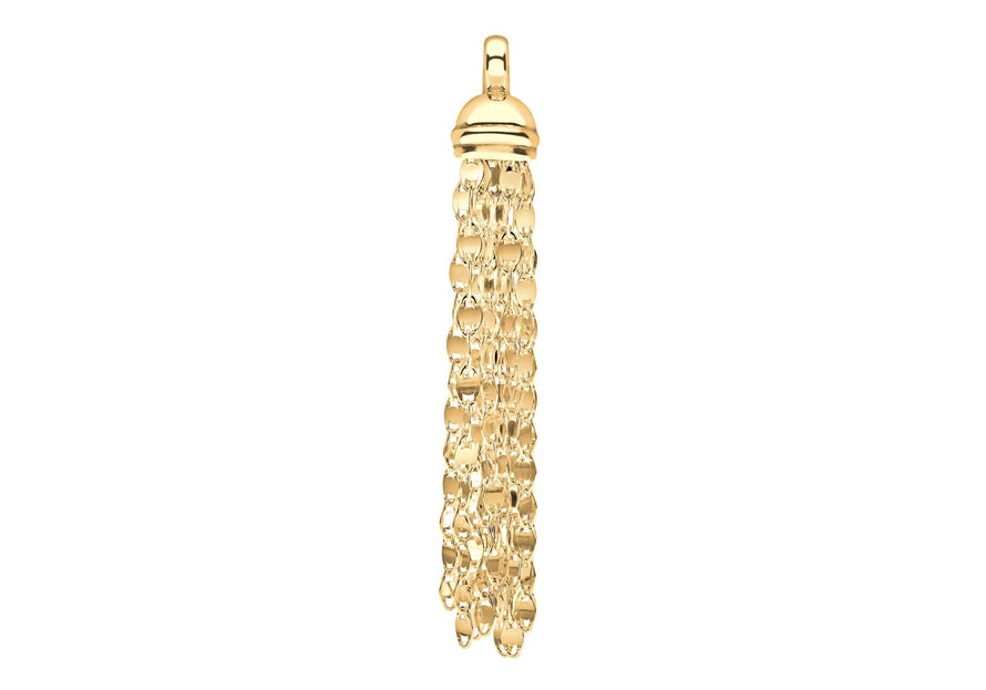 Sterling Silver Yellow Gold Plated Flat Link Tassel Pendant