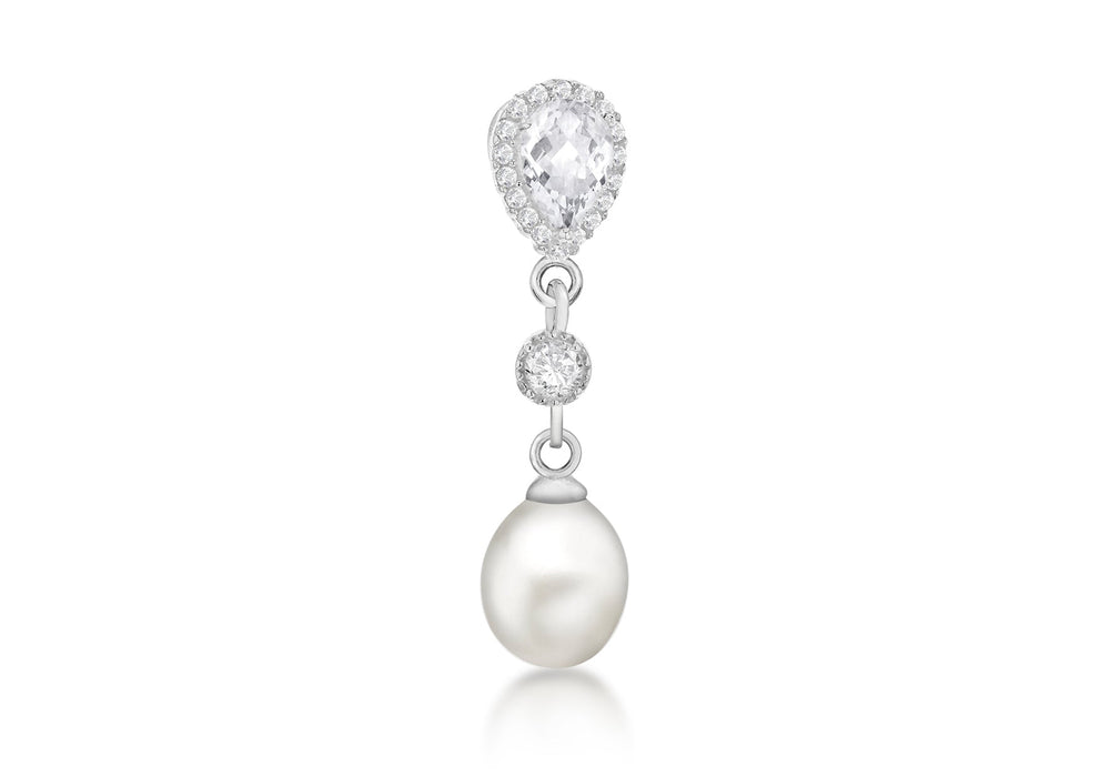 Sterling Silver Zirconia  and Fresh Water Pearl Slider Pendant