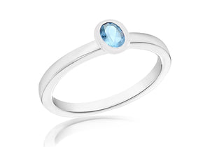 SILVER SYN BLUE Zirconia  OVAL S Ring