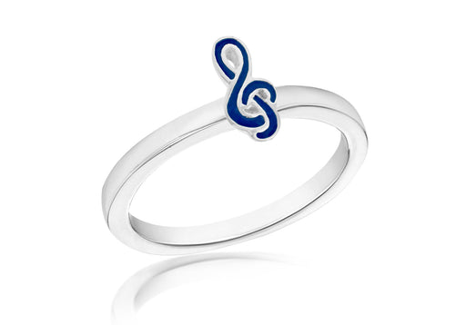 SILVER BLUE MUSI NOTE S Ring
