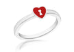 SILVER RED HEART/KEY S Ring