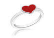 SILVER RED HEART S Ring