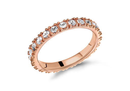 Sterling Silver Rose Gold Plated White Crystal 3mm Band Stacking Ring