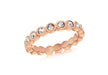 Sterling Silver Rose Gold Plated Round White Crystal 4mm Band Stacking Ring
