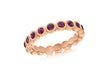 Sterling Silver Rose Gold Plated Round Amethyst Crystal 4mm Band Stacking Ring