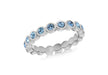 Sterling Silver Rhodium Plated Round Blue Crystal 4mm Band Stacking Ring