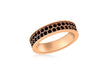 Sterling Silver Rose Gold Plated Double Row Black Crystal Band Stacking Ring