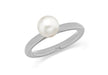Sterling Silver Rhodium Plated White Simulated Pearl Stacking Ring