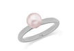 Sterling Silver Rhodium Plated Pink Simulated Pearl Stacking Ring