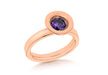 Sterling Silver Rose Gold Plated Round Purple Zirconia  Stacking Ring