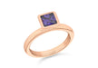 Sterling Silver Rose Gold Plated Square Purple Zirconia  Stacking Ring