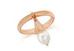 Sterling Silver Rose Gold Plated White Pearl Drop Stacking Ring