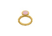 Sterling Silver Yellow Gold Plated Round Pink Opaque Crystal  Patterned Stacking Ring