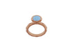 Sterling Silver Rose Gold Plated Round Blue Opaque Crystal  Patterned Stacking Ring