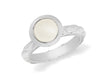 Sterling Silver Rhodium Plated Round White Opaque Crystal  Patterned Stacking Ring