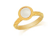 Sterling Silver Yellow Gold Plated Round White Opaque Crystal  Patterned Stacking Ring