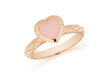 Sterling Silver Rose Gold Plated Pink Opaque Crystal  Heart Patterned Stacking Ring