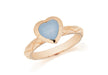 Sterling Silver Rose Gold Plated Blue Opaque Crystal  Heart Patterned Stacking Ring